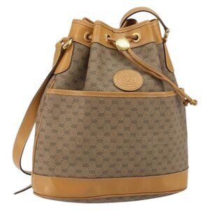 Authentic GUCCI Micro GG Supreme Shoulder Bag PVC Beige Gold